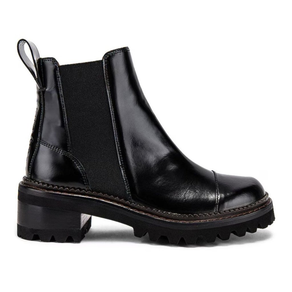 See By Chlo Mallory Leather Chelsea Ankle Boots Black Size 37.5